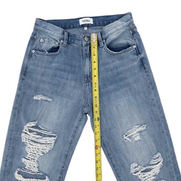 Pistola High Rise Distressed Boyfriend Jeans, Relaxed Straight Wide Leg, Blue - Picture 4 of 8